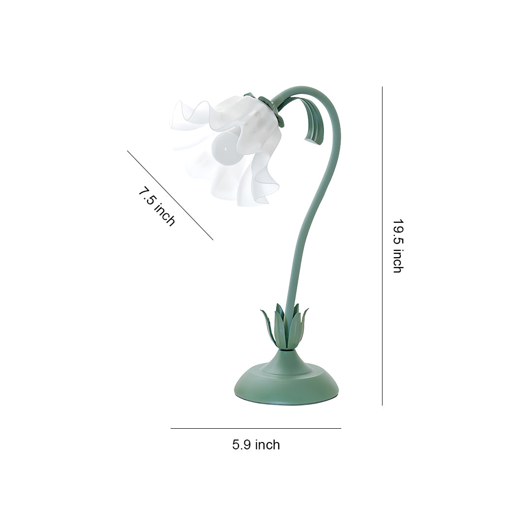 Floral Vintage Green Twistable White Glass Table Lamp - DIY French Design