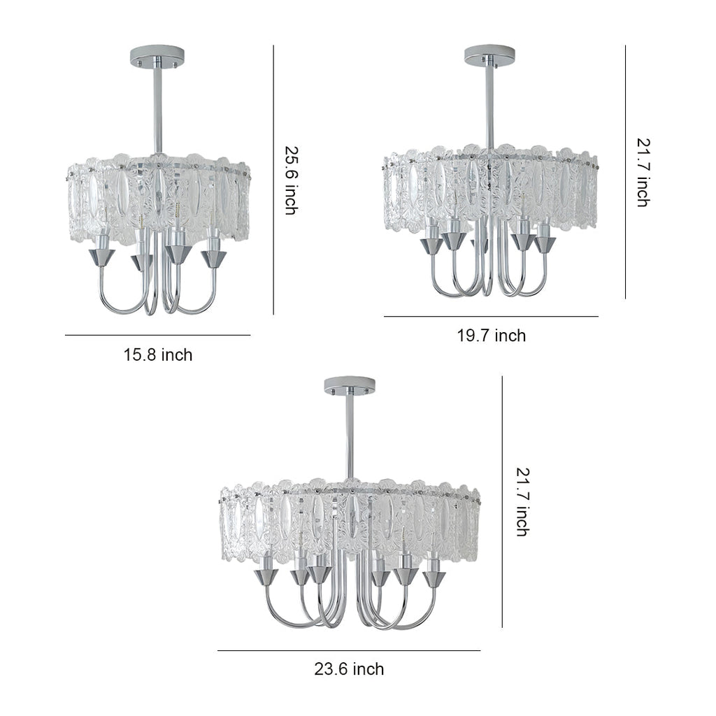 French Iron Chandelier Chrome Ceiling Light - Chic Metal Island Fixture