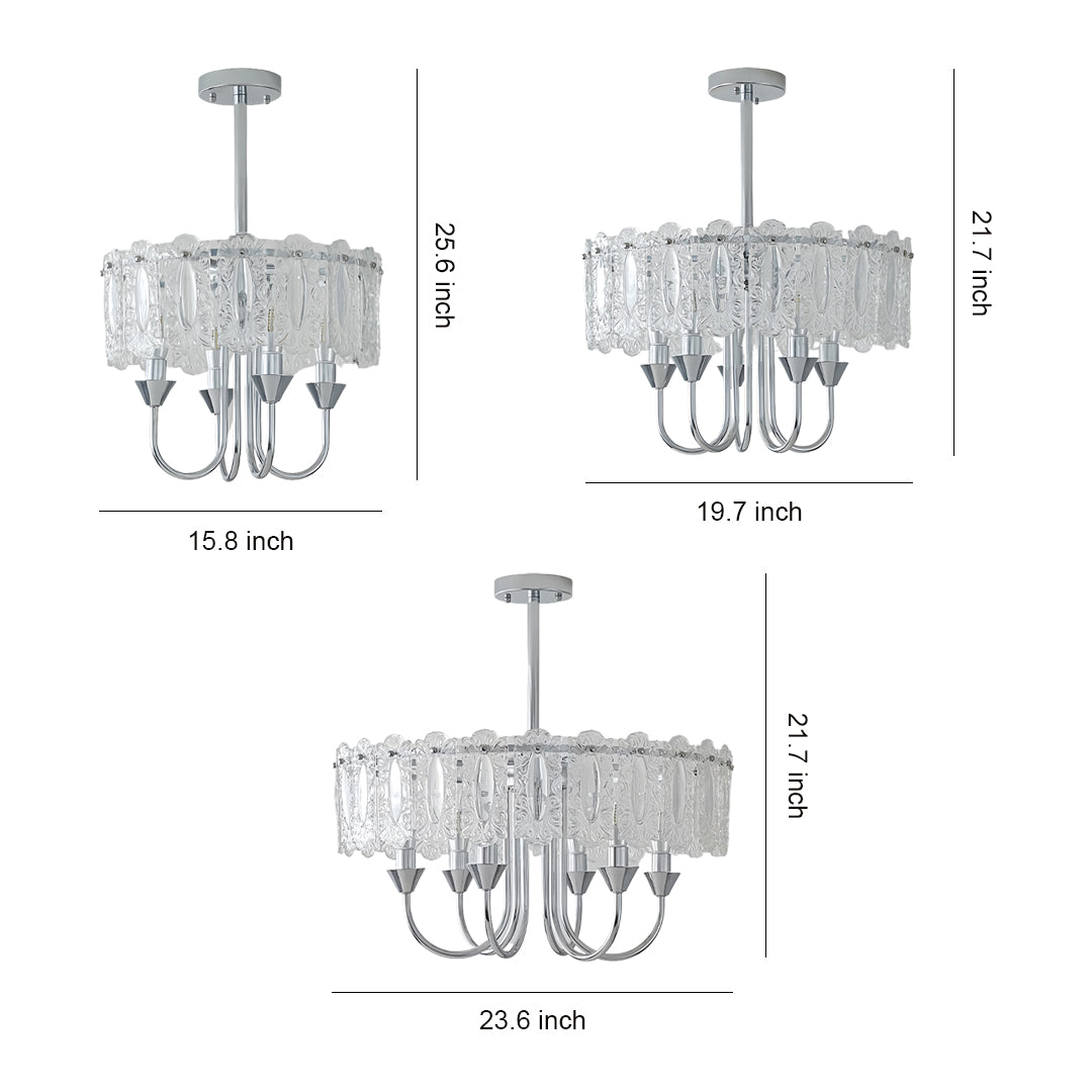 French Iron Chandelier Chrome Ceiling Light - Chic Metal Island Fixture