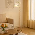Japanese Vintage Flower Wooden Iron Fabric Floor Lamp 1-Light