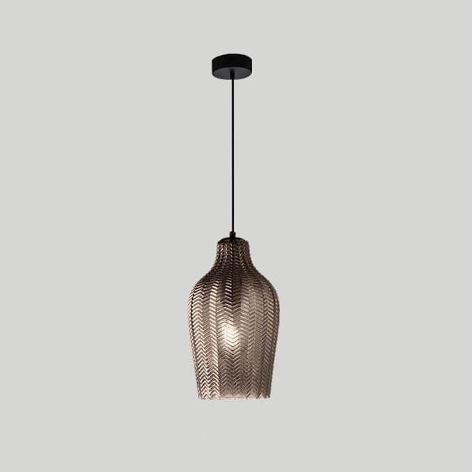 Nordic Textured Wavy Glass Pendant Light - 1-Light Barrel Fixture
