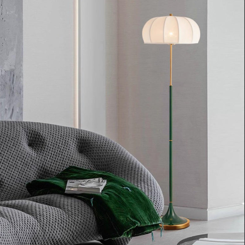 Contemporary Retro Striped Metal Floor Lamp - 1-Light Round Lantern for Living Room