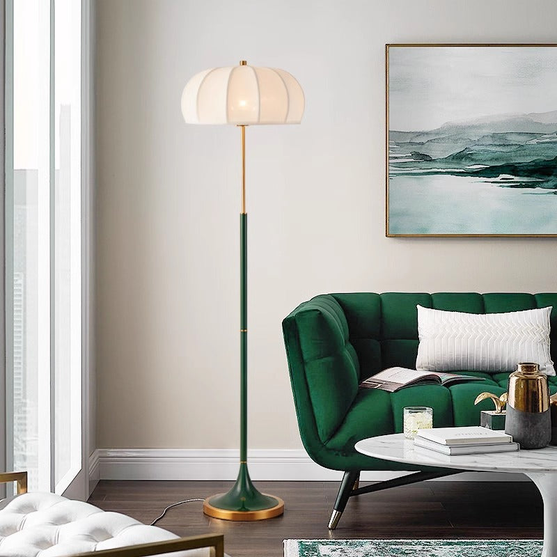 Contemporary Retro Striped Metal Floor Lamp - 1-Light Round Lantern for Living Room