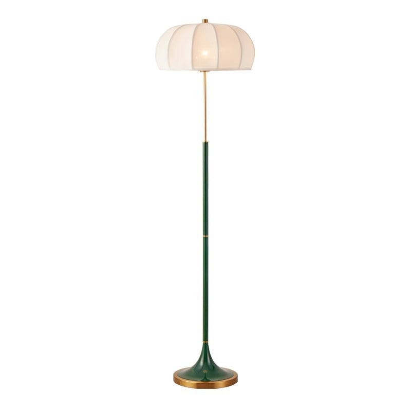 Contemporary Retro Striped Metal Floor Lamp - 1-Light Round Lantern for Living Room