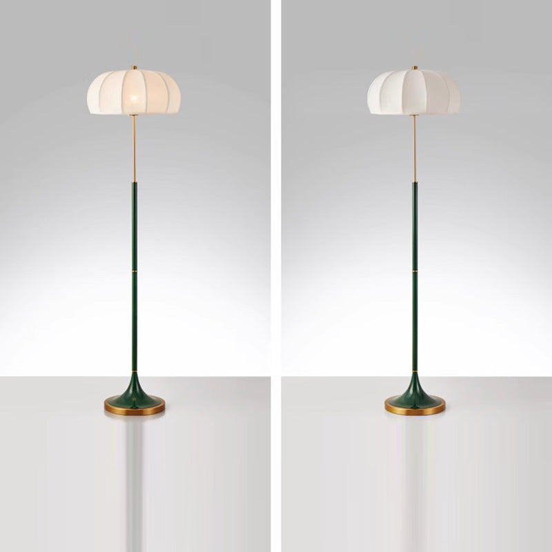 Contemporary Retro Striped Metal Floor Lamp - 1-Light Round Lantern for Living Room