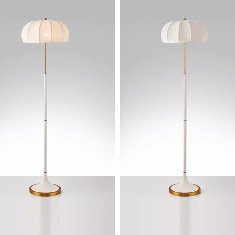 Contemporary Retro Striped Metal Floor Lamp - 1-Light Round Lantern for Living Room