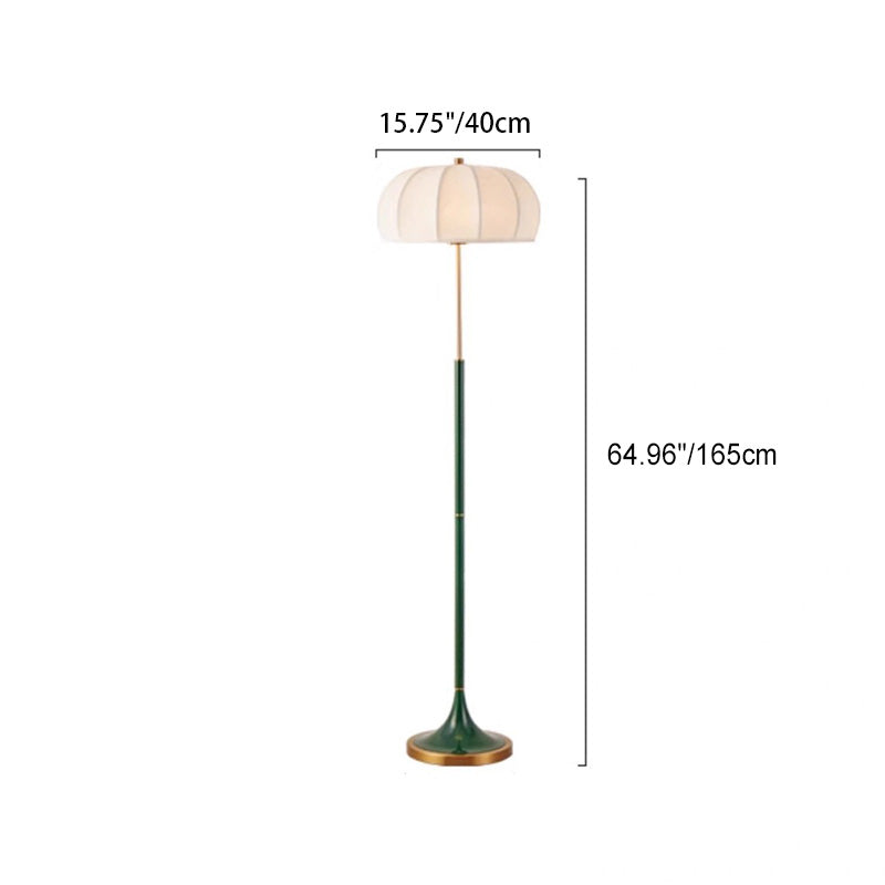 Contemporary Retro Striped Metal Floor Lamp - 1-Light Round Lantern for Living Room