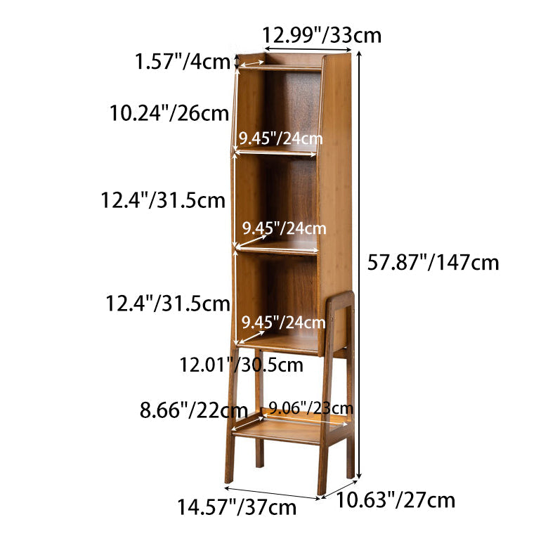 Traditional Japanese Bamboo Bookshelves - 3/4/5 Tier for Living Room Storage