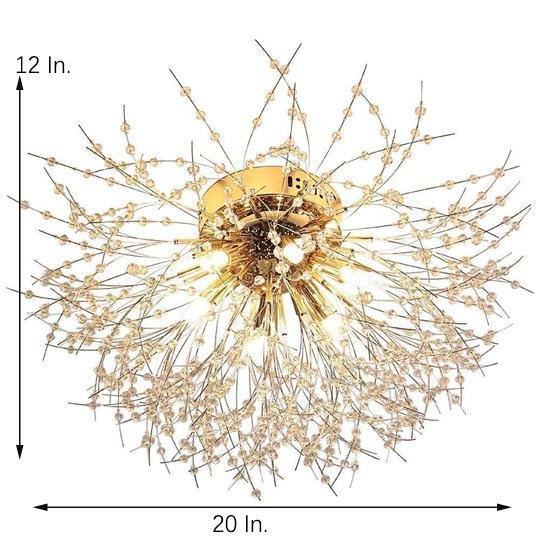 Classic Metal Crystal LED Ceiling Light - 6 Bulb Traditional Chandelier