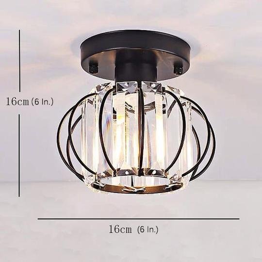 Gold Crystal Semi Flush Ceiling Light – Elegant Hallway Lamp