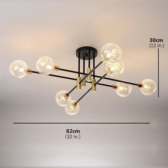 8-Light Electroplated Metal Glass LED Flush Mount Lighting