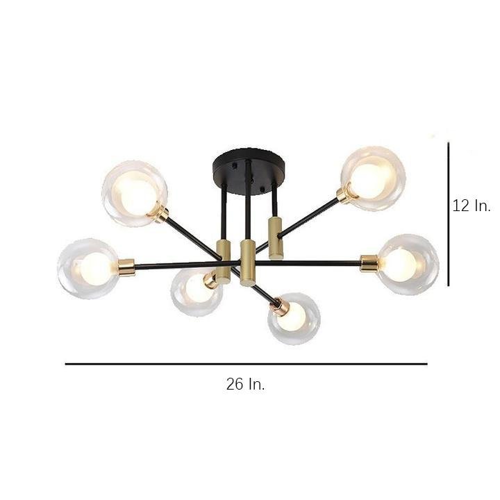 Modern Metal Glass Sputnik LED Ceiling Light for Bedroom