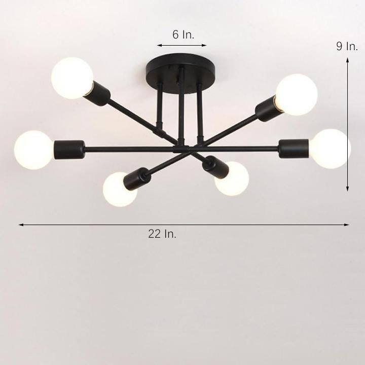 Elegant 6-Light Flush Mount Light, 22'' Dia, E26/E27 Ceiling Fixture