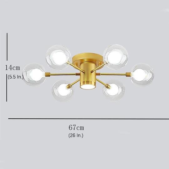 Globe Large Semi Flush Mount Metal Glass Ceiling Light