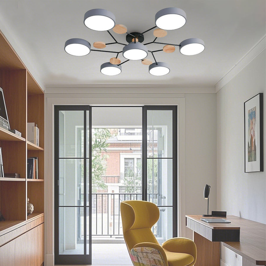 Sputnik Chandelier for Kids Room | Artistic Metal & Wood Ceiling Lights