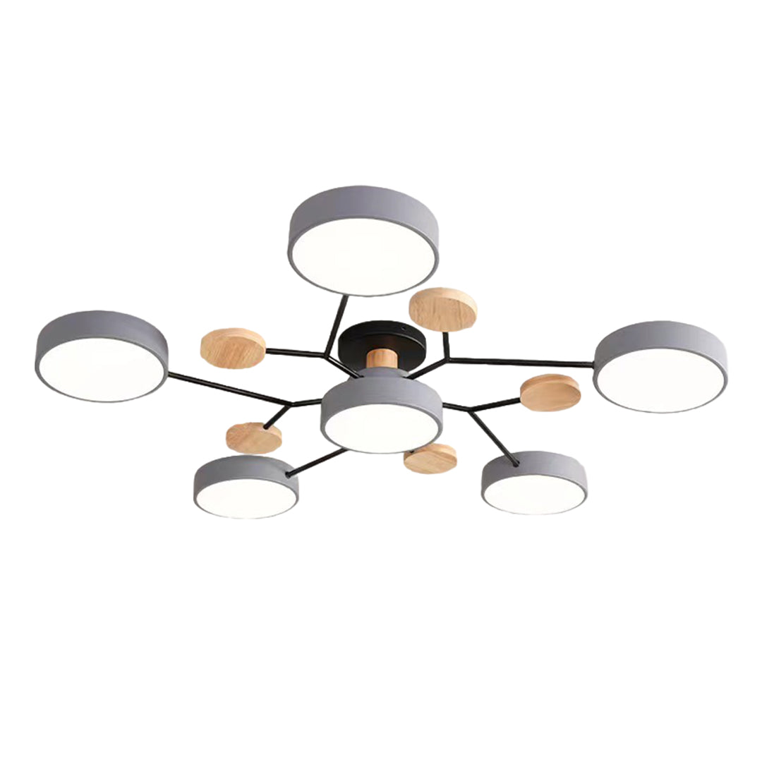 Sputnik Chandelier for Kids Room | Artistic Metal & Wood Ceiling Lights
