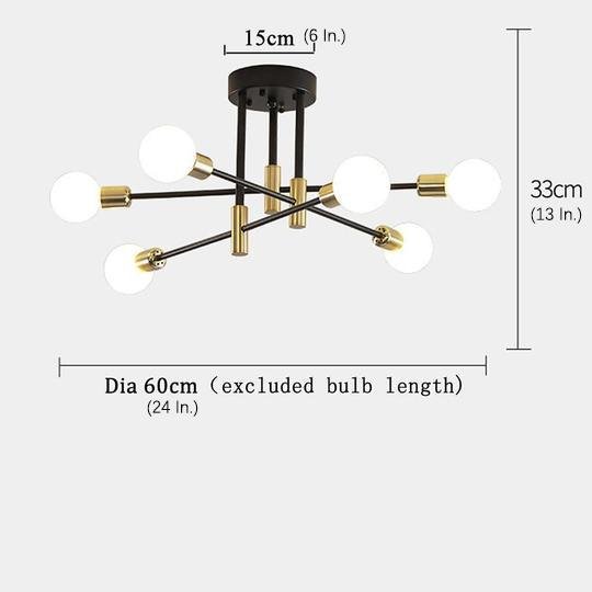 6-Light LED Sputnik Chandelier - Nordic Semi-Flush Mount Lighting Design