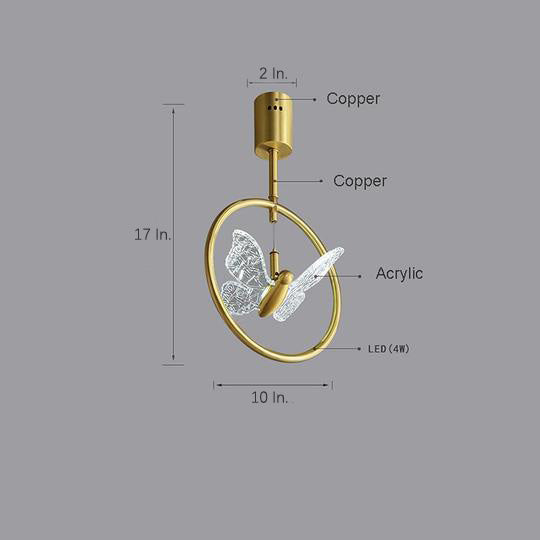 Butterfly Ring LED Nordic Ceiling Light - Semi Flush Mount with Acrylic Shade