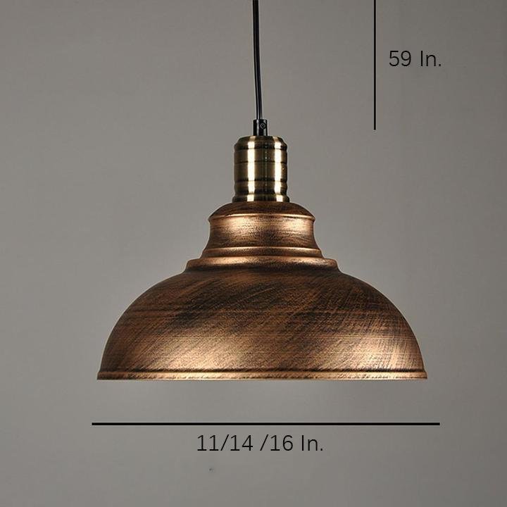 Semi Globe Metal LED Pendant Light - Vintage Style Hanging Lamp for Home Office