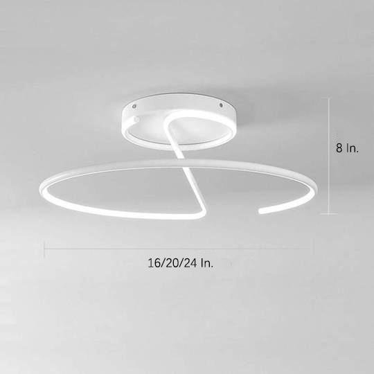 Semi Circle Modern LED Ceiling Light - Dimmable Streamlined Metal Fixture