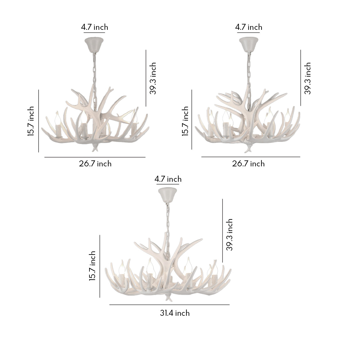 Vintage Antler Chandelier - 4/6/8 Candle Light Options