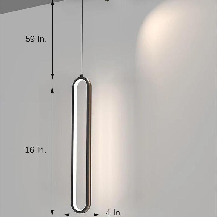 Elongated Modern Pendant Light - Metal & Acrylic Shade Fixture