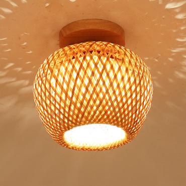 Modern Minimalist Bamboo Weaving Ceiling Lamp - Flush Mount Light Fixture