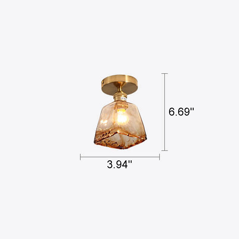 Modern Japanese Amber Glass Flush Mount Light - Multi-Style 1-Light Ceiling Fixture for Home Decor