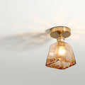 Modern Japanese Amber Glass Flush Mount Light - Multi-Style 1-Light Ceiling Fixture for Home Decor