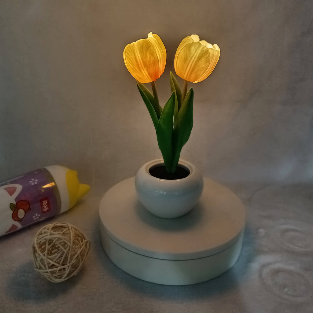 Modern Creative Simulation Tulip Peony LED Night Light Table Lamp for Bedroom, Nursery, Home Decor, Rechargeable, Decorative Lighting, Soft Ambient Light, Unique Floral Design, Gift for Women and Kids