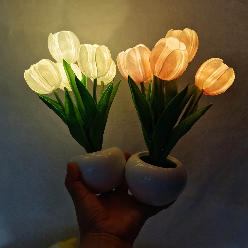 Modern Tulip Peony LED Night Light Table Lamp - Creative Home Décor, Soft Ambient Lighting, Elegant Design, Energy-Efficient, Bedroom Accent Lamp