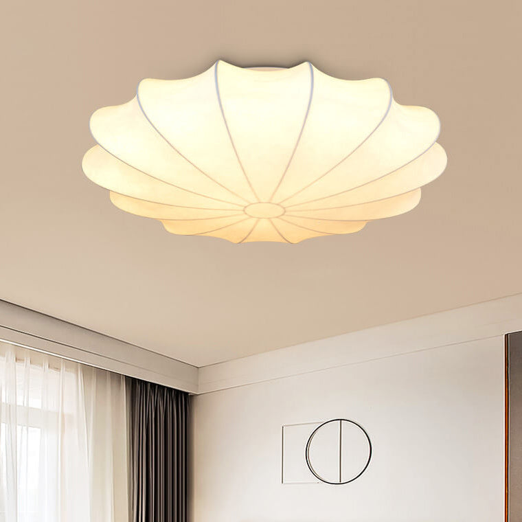 Nordic Minimalist Flush Mount Light - White Beige Faux Silk, 1/3/5-Light Options
