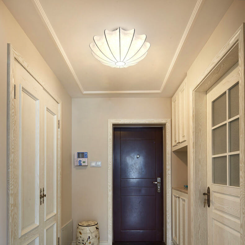 Nordic Minimalist Flush Mount Light - White Beige Faux Silk, 1/3/5-Light Options