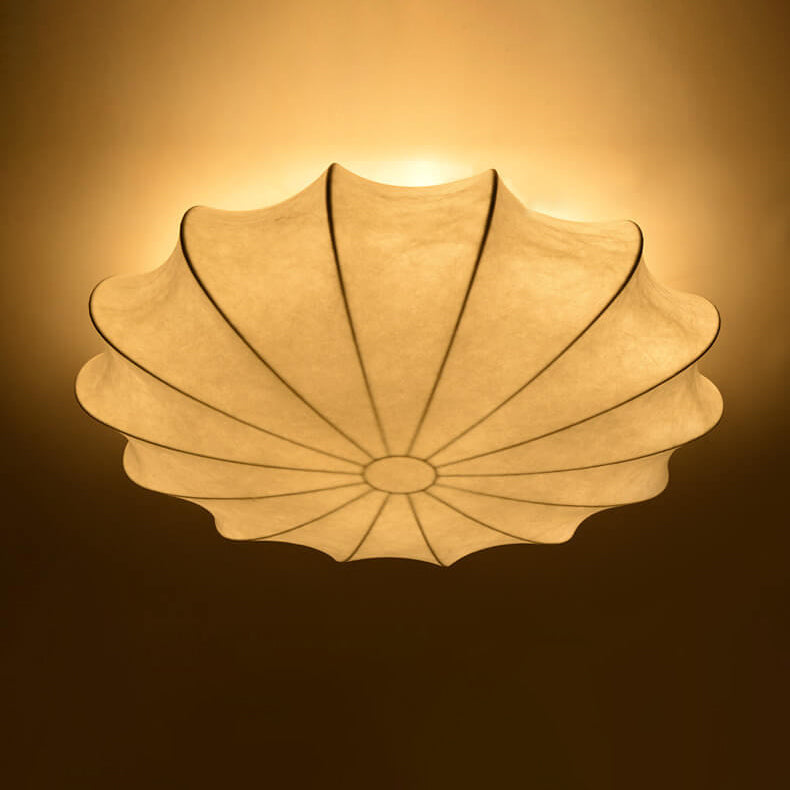Nordic Minimalist Flush Mount Light - White Beige Faux Silk, 1/3/5-Light Options
