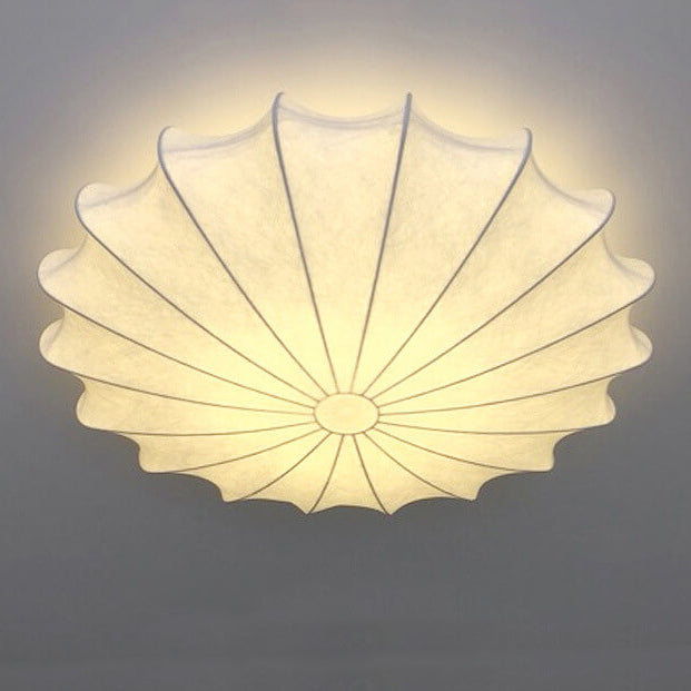 Nordic Minimalist Flush Mount Light - White Beige Faux Silk, 1/3/5-Light Options