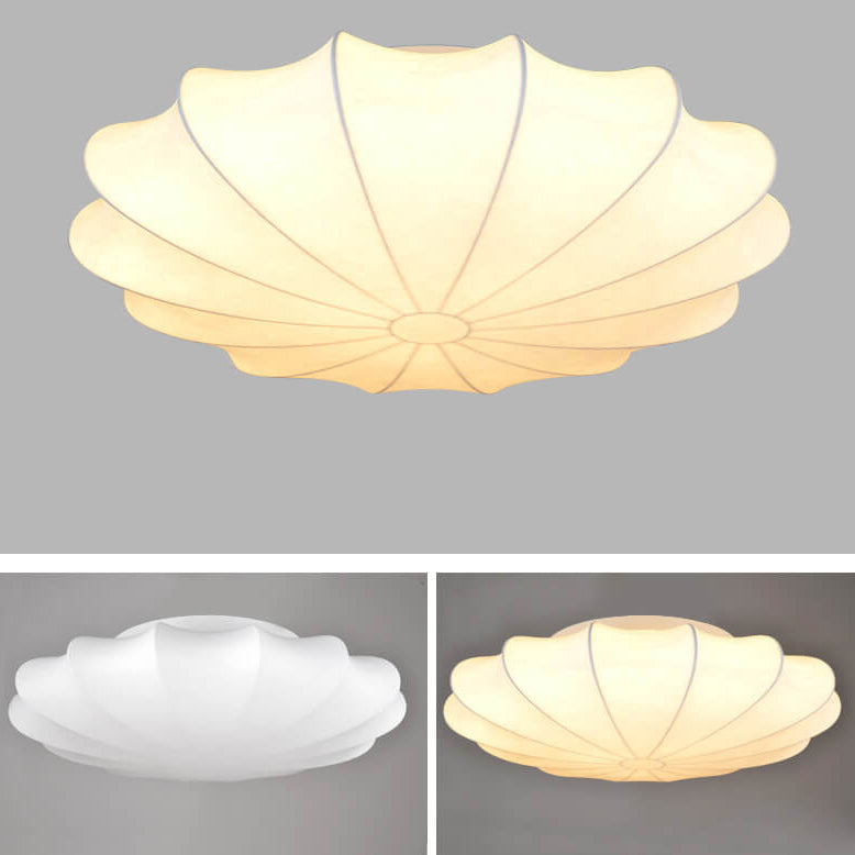 Nordic Minimalist Flush Mount Light - White Beige Faux Silk, 1/3/5-Light Options