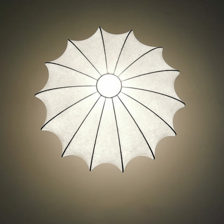 Nordic Minimalist Flush Mount Light - White Beige Faux Silk, 1/3/5-Light Options