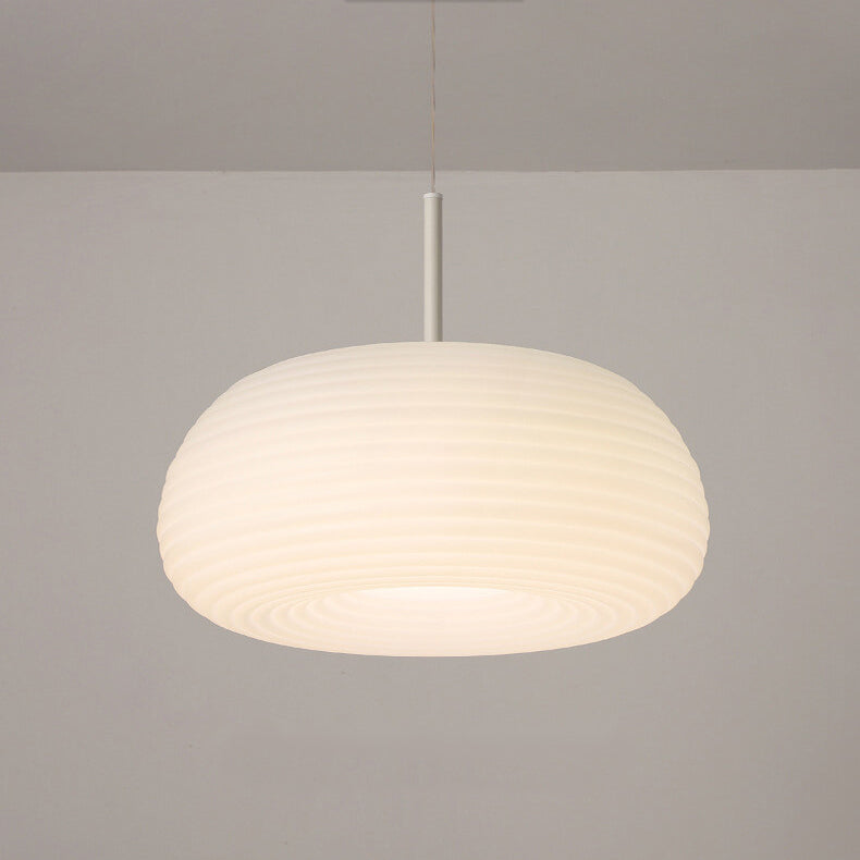 Modern Minimalist White Round Iron PE LED Pendant Light