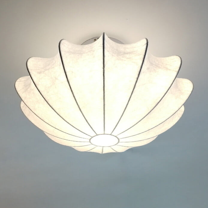 Nordic Minimalist Flush Mount Light - White Beige Faux Silk, 1/3/5-Light Options