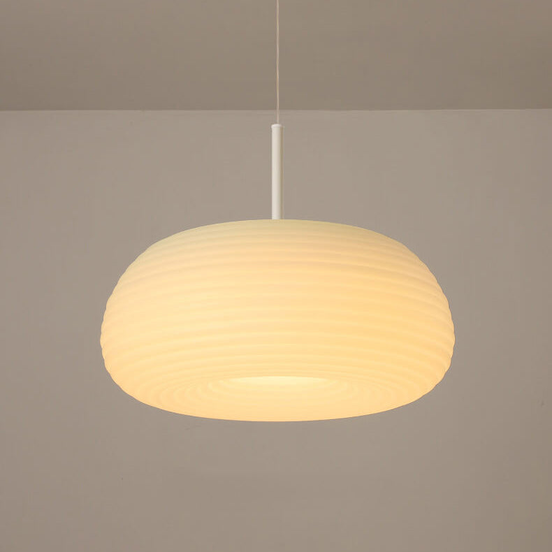 Modern Minimalist White Round Iron PE LED Pendant Light