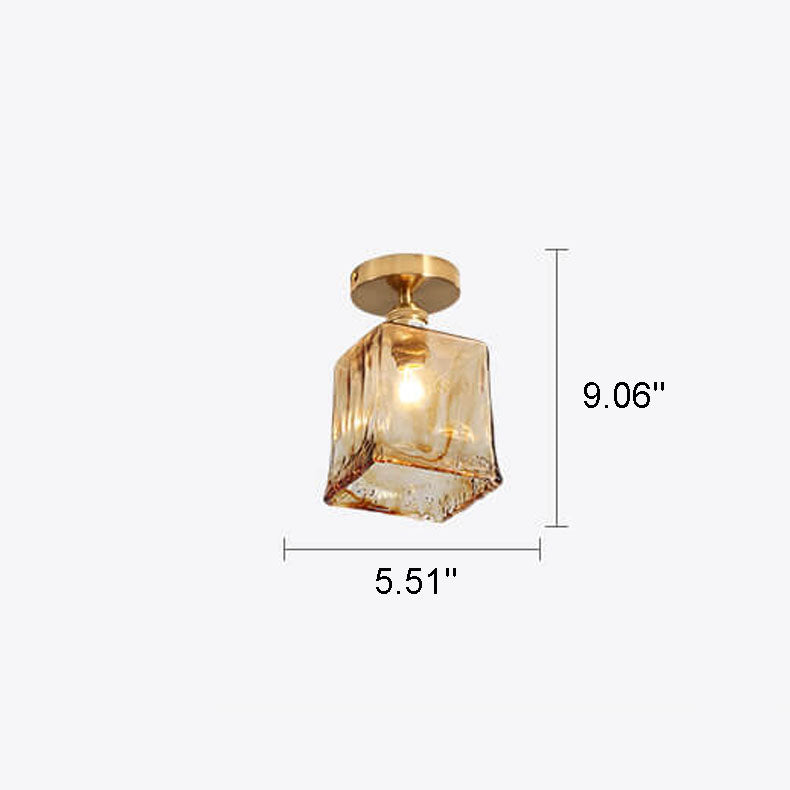 Modern Japanese Amber Glass Flush Mount Light - Multi-Style 1-Light Ceiling Fixture for Home Decor
