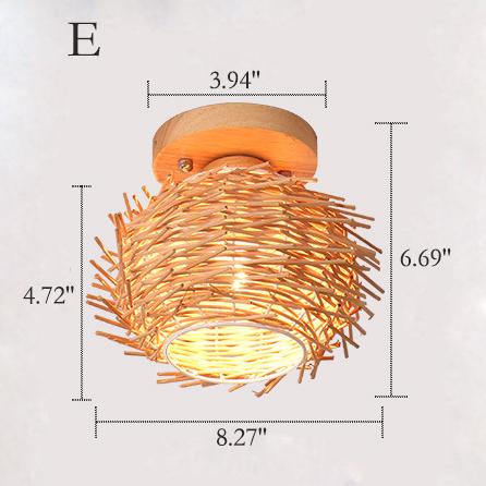 Modern Minimalist Bamboo Weaving Ceiling Lamp - Flush Mount Light Fixture