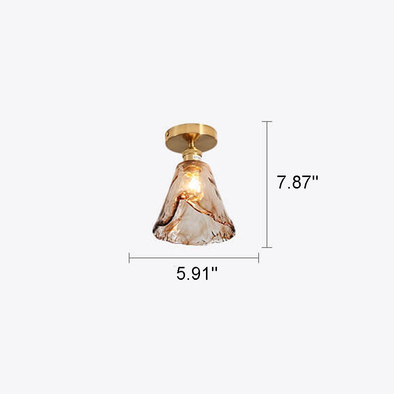 Modern Japanese Amber Glass Flush Mount Light - Multi-Style 1-Light Ceiling Fixture for Home Decor
