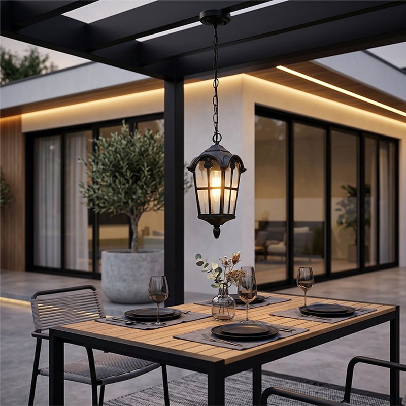 Traditional Die-cast Aluminum Waterproof Outdoor Pendant Light - 1-Light Fixture