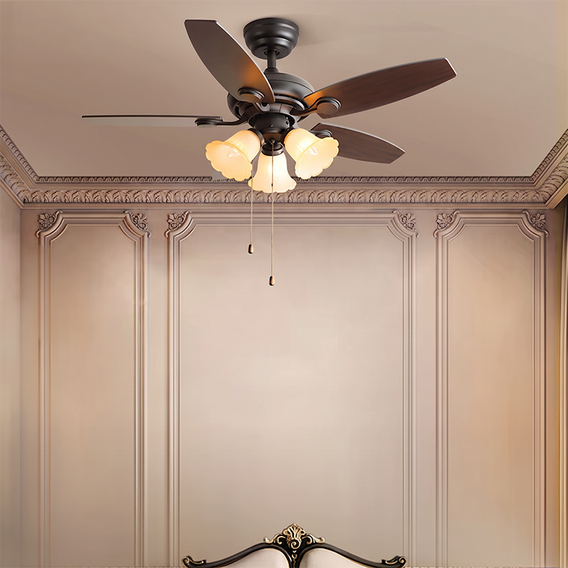 Traditional French Iron Fan Flower Glass Shade Ceiling Light Fixture - 3/5 Light Options for Living Room  

Ideal for enhancing your living space, this elegant ceiling fan light features a beautiful traditional French design with flower glass shades. Perf