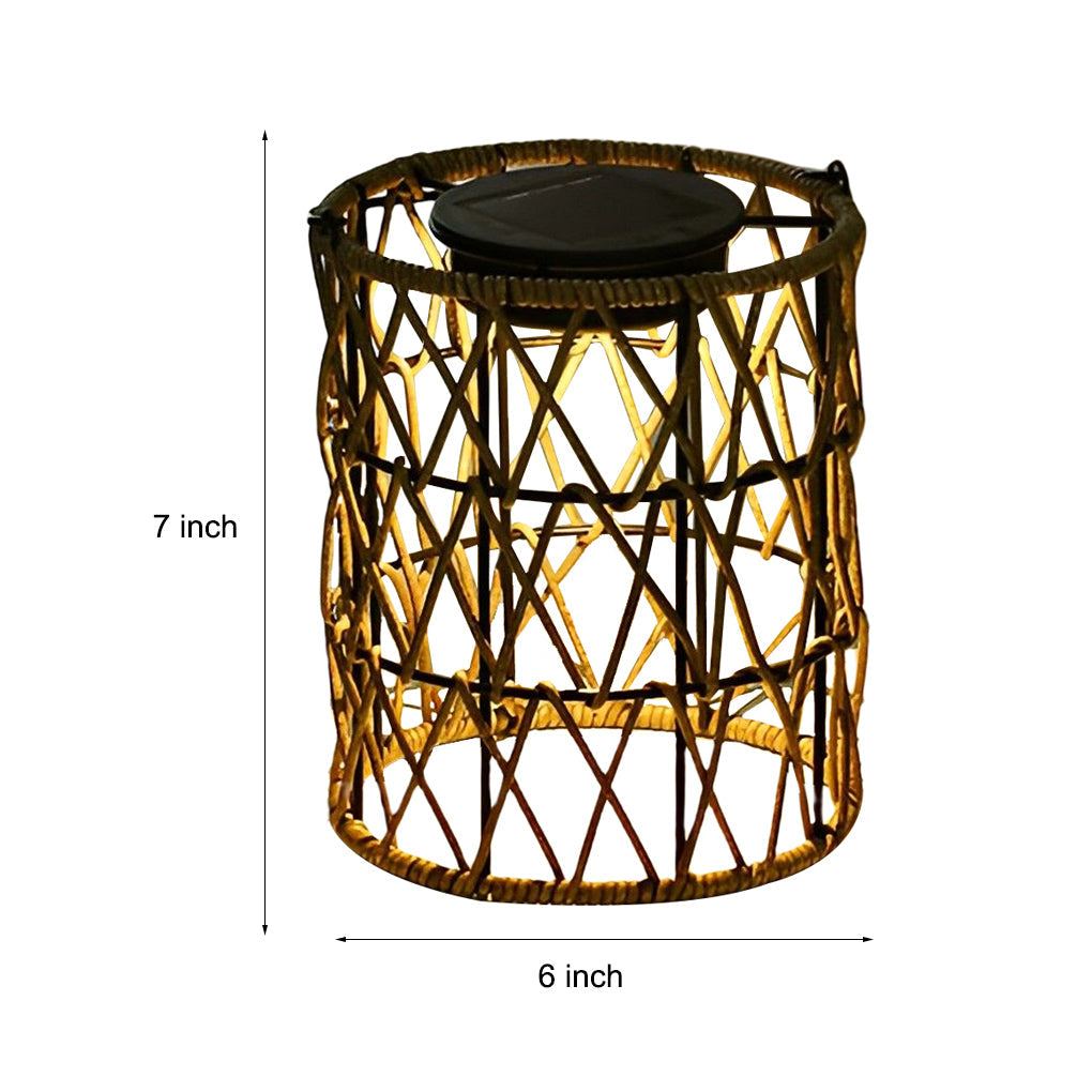 Rattan Solar Garden Lantern - Waterproof Modern Lawn Light