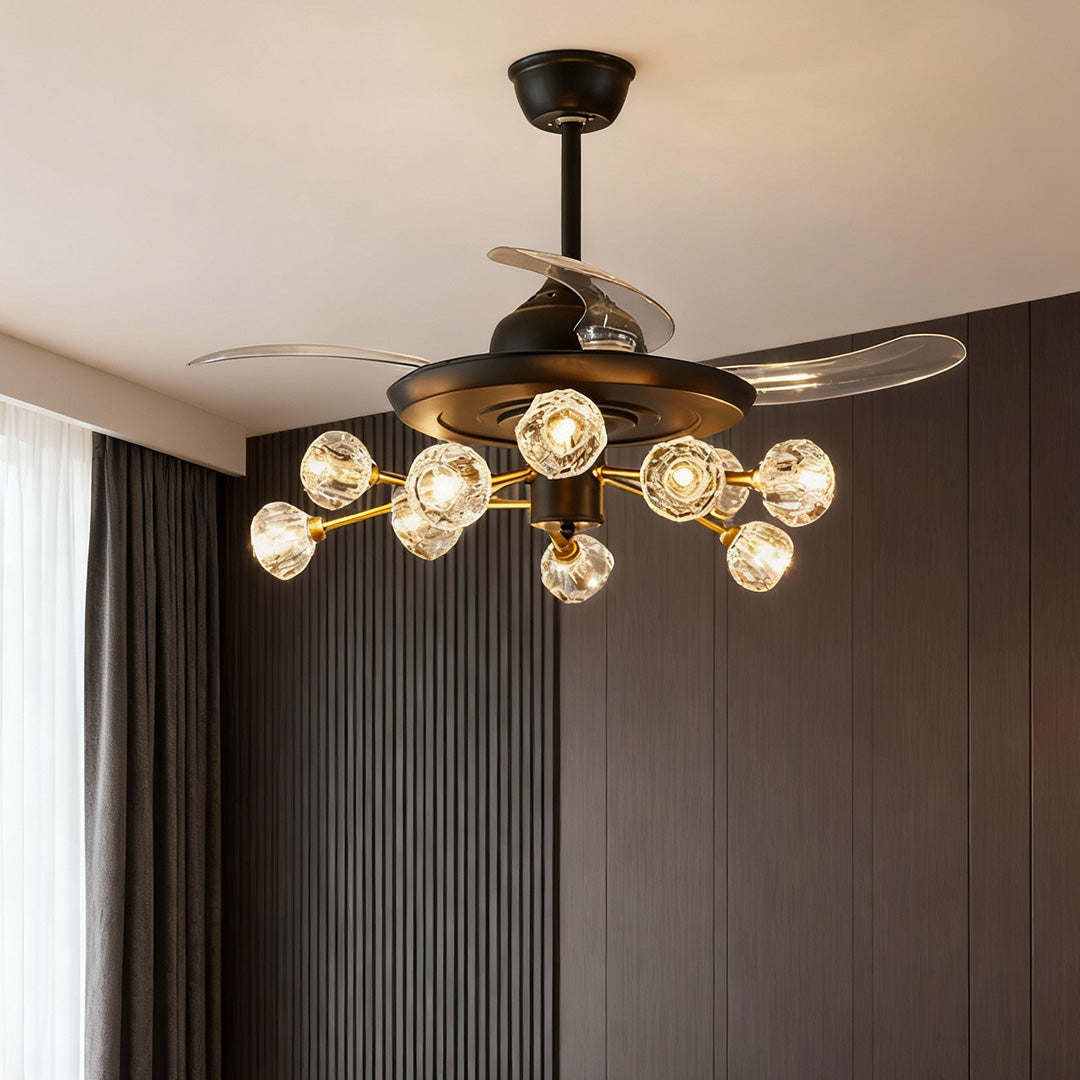 Nordic Crystal Invisible Ceiling Fan with Multiple Lights