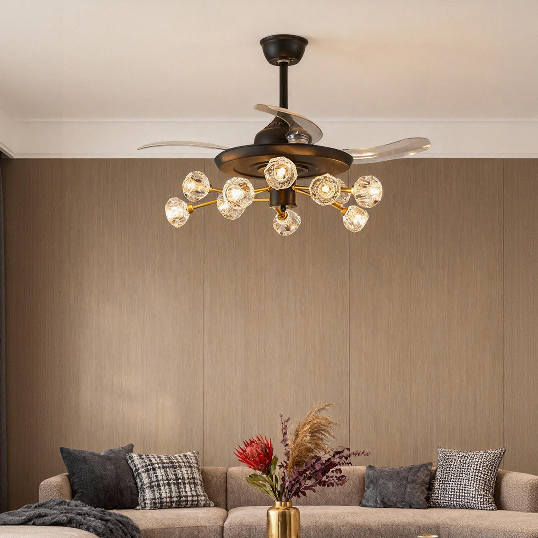 Nordic Crystal Invisible Ceiling Fan with Multiple Lights