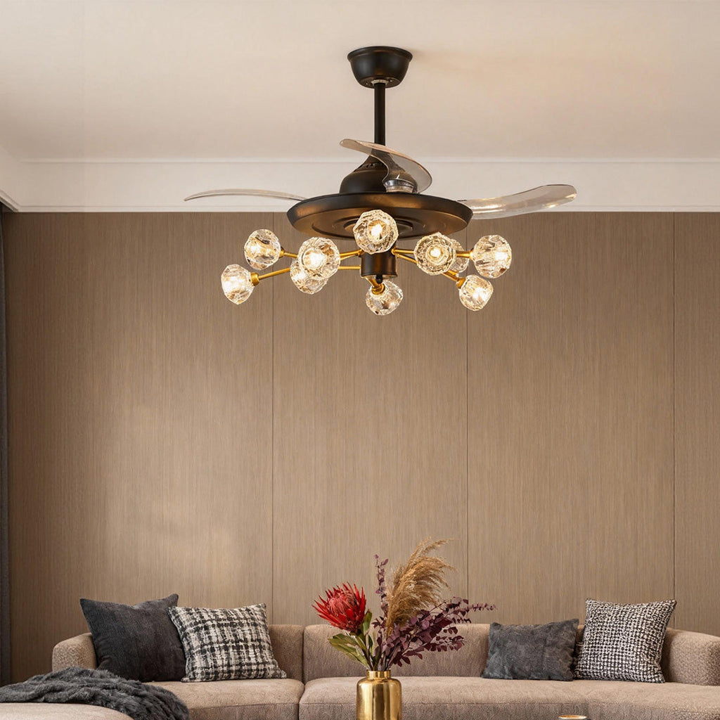 Nordic Crystal Invisible Ceiling Fan with Multiple Lights
