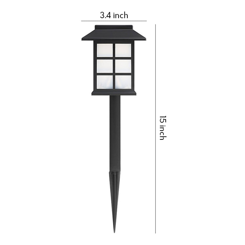 Square Pavilion Solar LED Garden Stakes - Black Outdoor Lighting for Pathways